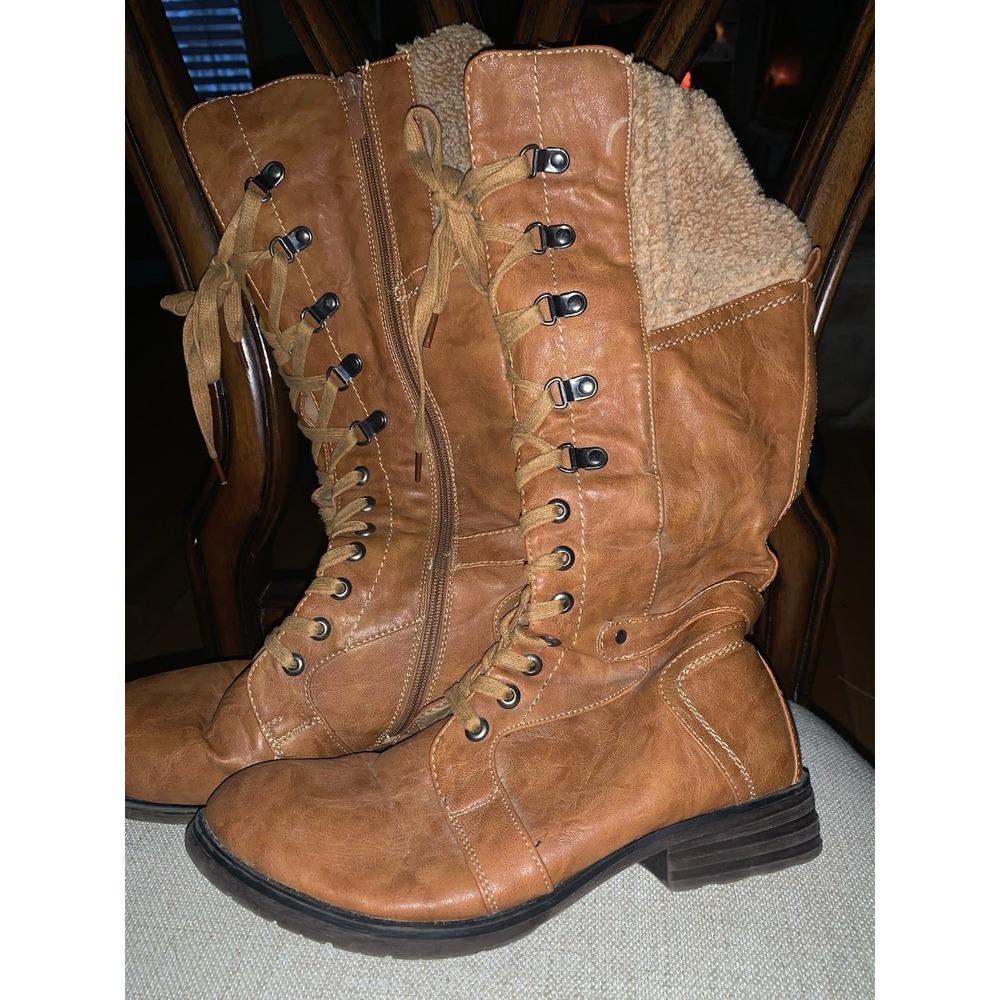 Patrizia Womens Brown Lace‎ Up Boots Size 40 Snowball Camel